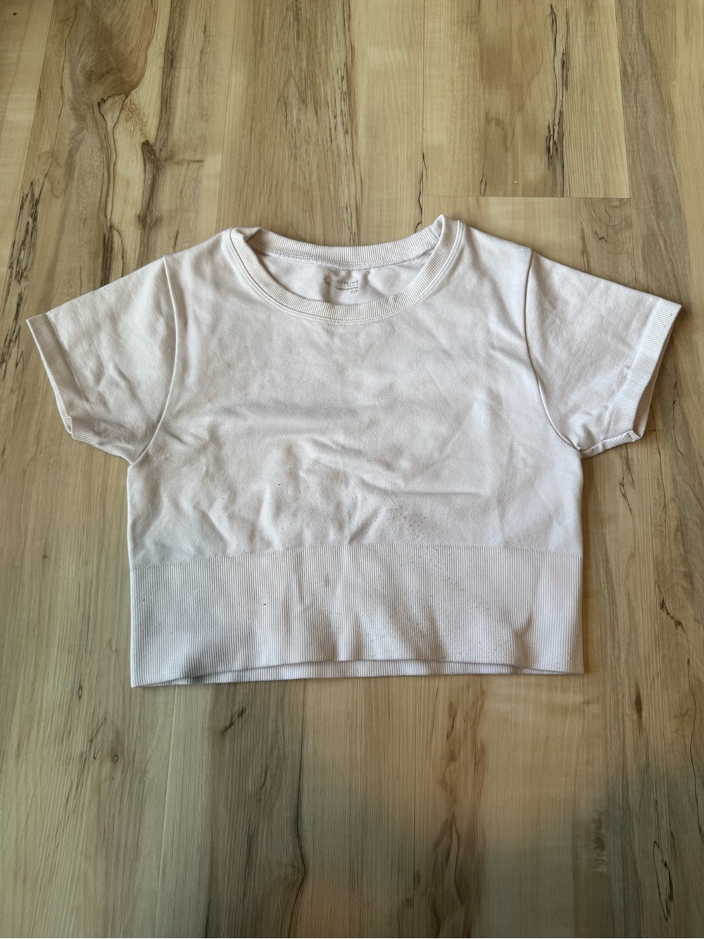 Aerie Offline Womens Short Sleeve Workout Gym Shirt White Small Cropped Seamless